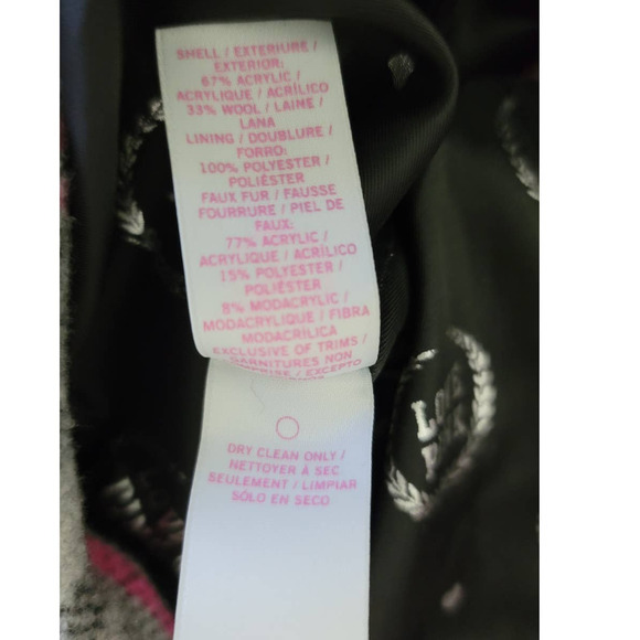 Victoria Secret Pink Plaid Pink/Black/Gray Hooded Jacket M - Picture 7 of 7